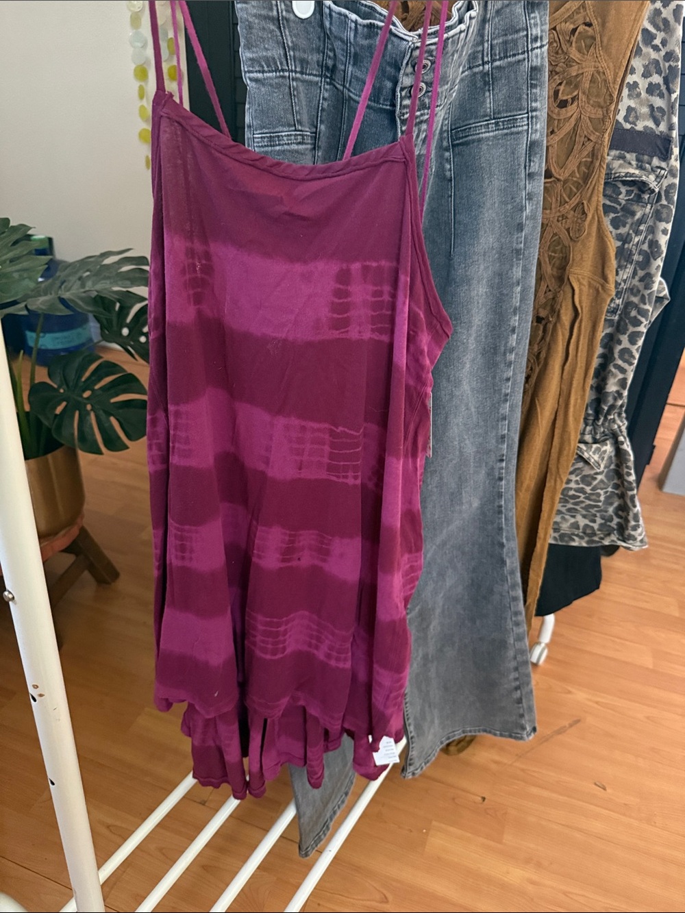 Free People Raspberry Tie-Dye A-Line Dress